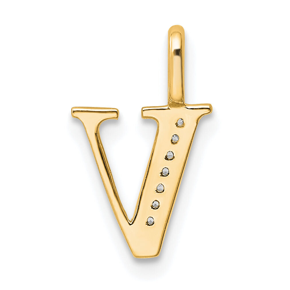14K Diamond Letter V Initial Pendant-PM8365V-003-YA