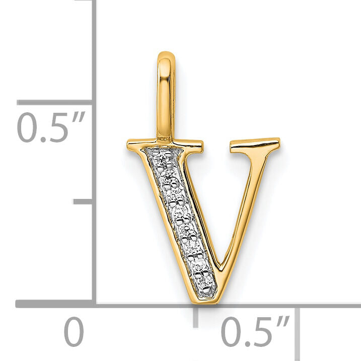 14K Diamond Letter V Initial Pendant-PM8365V-003-YA
