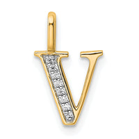 14K Diamond Letter V Initial Pendant-PM8365V-003-YA