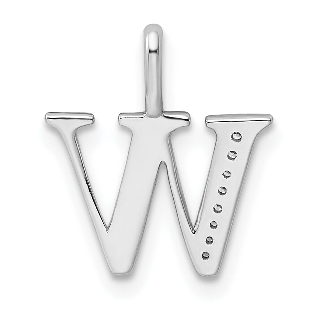 14K White Gold Diamond Letter W Initial Pendant-PM8365W-003-WA