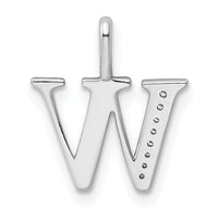 14K White Gold Diamond Letter W Initial Pendant-PM8365W-003-WA