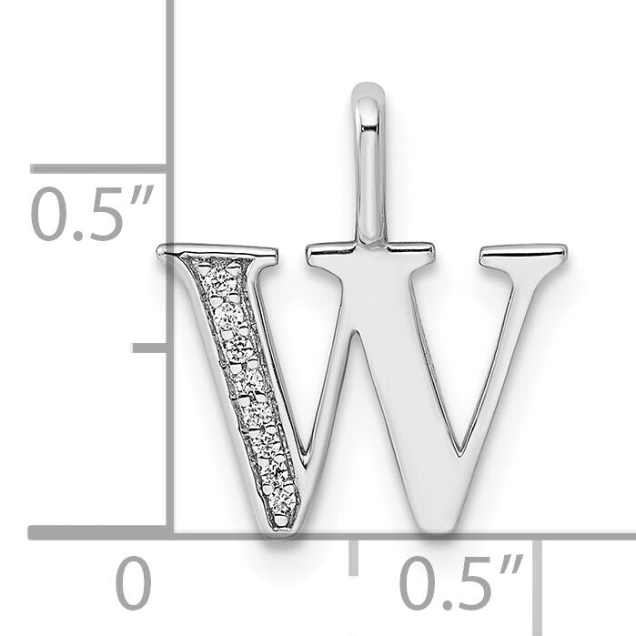 14K White Gold Diamond Letter W Initial Pendant-PM8365W-003-WA
