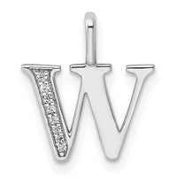 14K White Gold Diamond Letter W Initial Pendant-PM8365W-003-WA