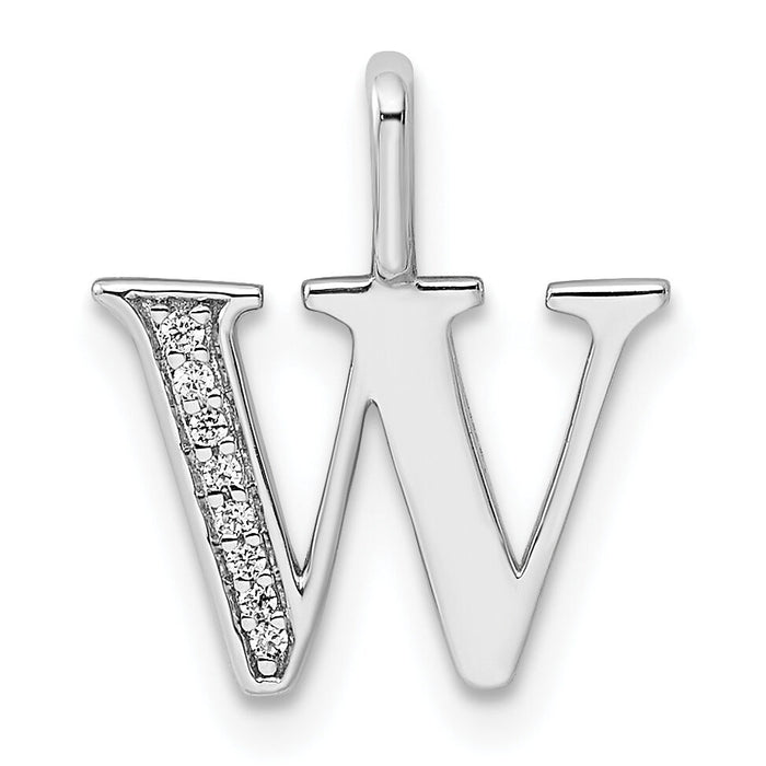14K White Gold Diamond Letter W Initial Pendant-PM8365W-003-WA