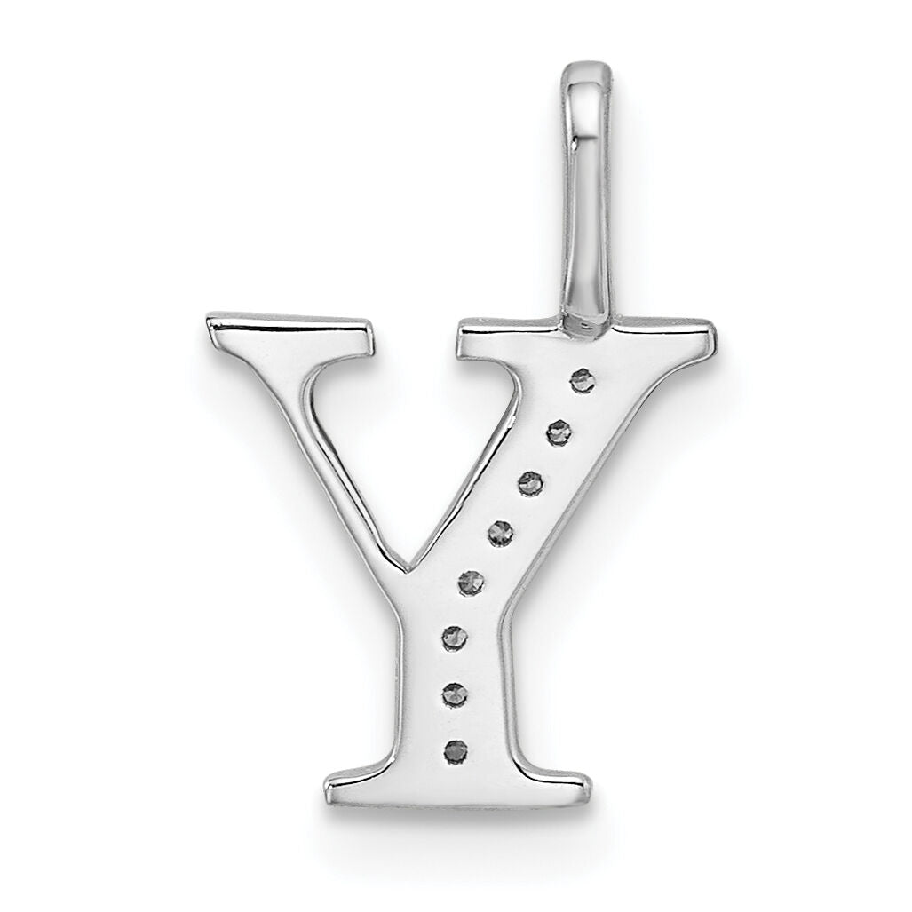14K White Gold Diamond Letter Y Initial Pendant-PM8365Y-004-WA