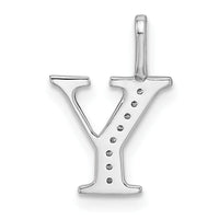 14K White Gold Diamond Letter Y Initial Pendant-PM8365Y-004-WA