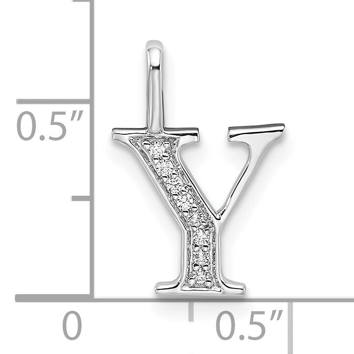 14K White Gold Diamond Letter Y Initial Pendant-PM8365Y-004-WA