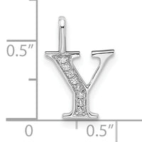 14K White Gold Diamond Letter Y Initial Pendant-PM8365Y-004-WA