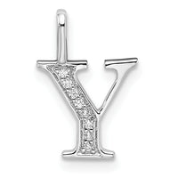 14K White Gold Diamond Letter Y Initial Pendant-PM8365Y-004-WA