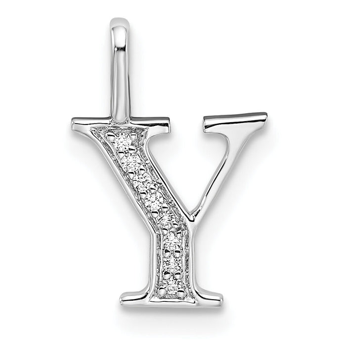 14K White Gold Diamond Letter Y Initial Pendant-PM8365Y-004-WA