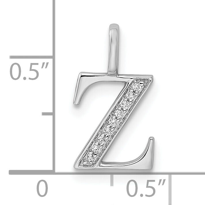 14K White Gold Diamond Letter Z Initial Pendant-PM8365Z-004-WA