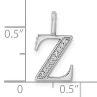 14K White Gold Diamond Letter Z Initial Pendant-PM8365Z-004-WA