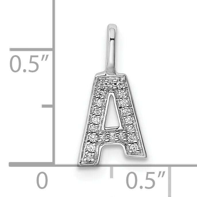 14K White Gold Diamond Letter A Initial Pendant-PM8367A-006-WA