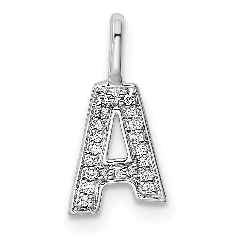14K White Gold Diamond Letter A Initial Pendant-PM8367A-006-WA