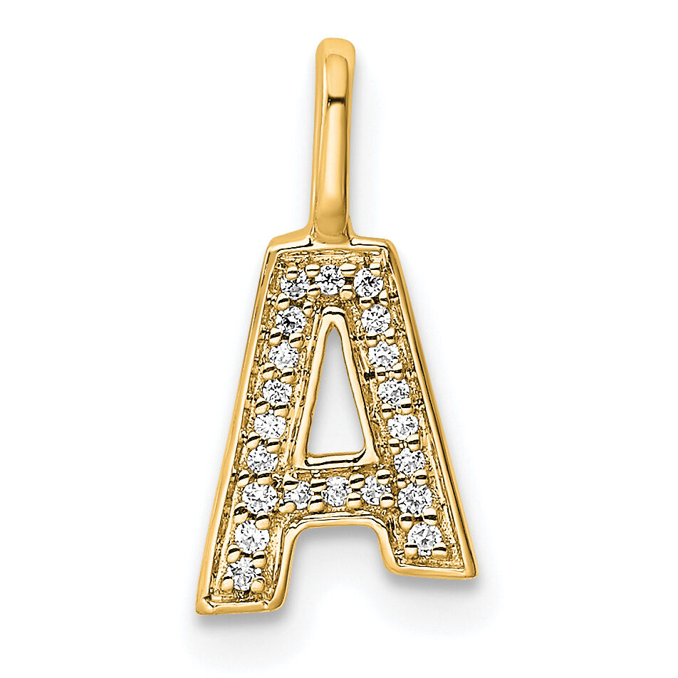 14K Gold Diamond Letter A Initial Pendant-PM8367A-006-YA