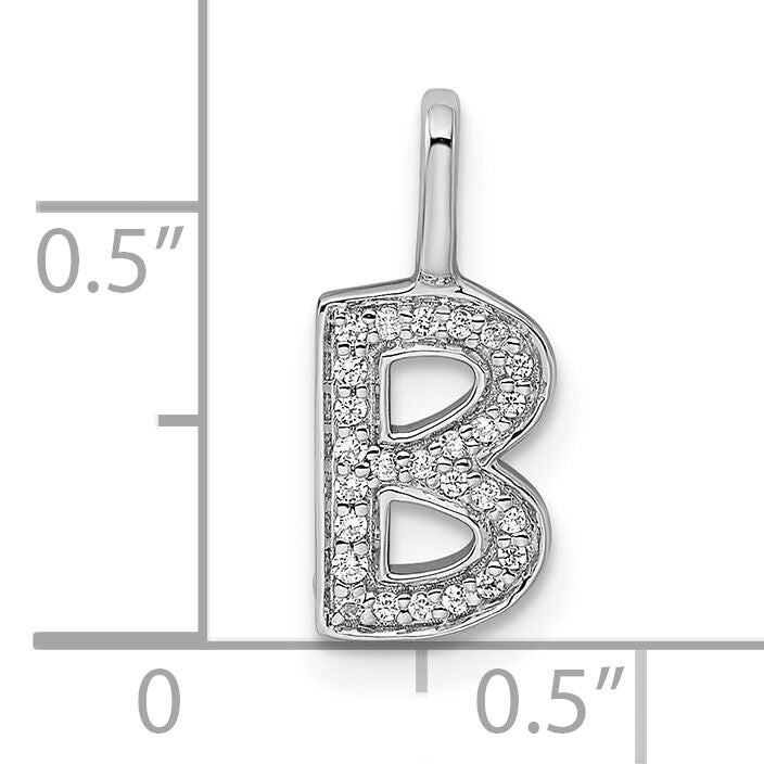 14K White Gold Diamond Letter B Initial Pendant-PM8367B-008-WA
