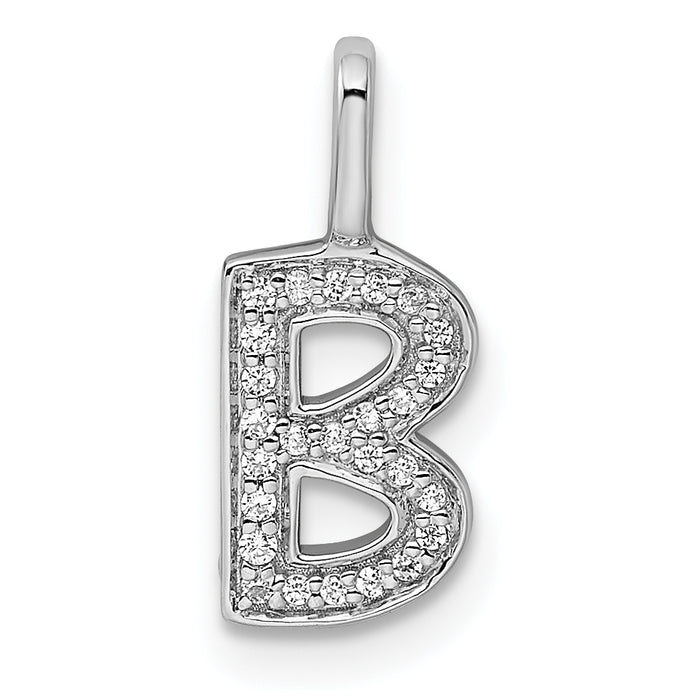 14K White Gold Diamond Letter B Initial Pendant-PM8367B-008-WA