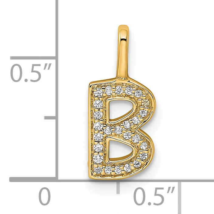 14K  Gold Diamond Letter B Initial Pendant-PM8367B-008-YA