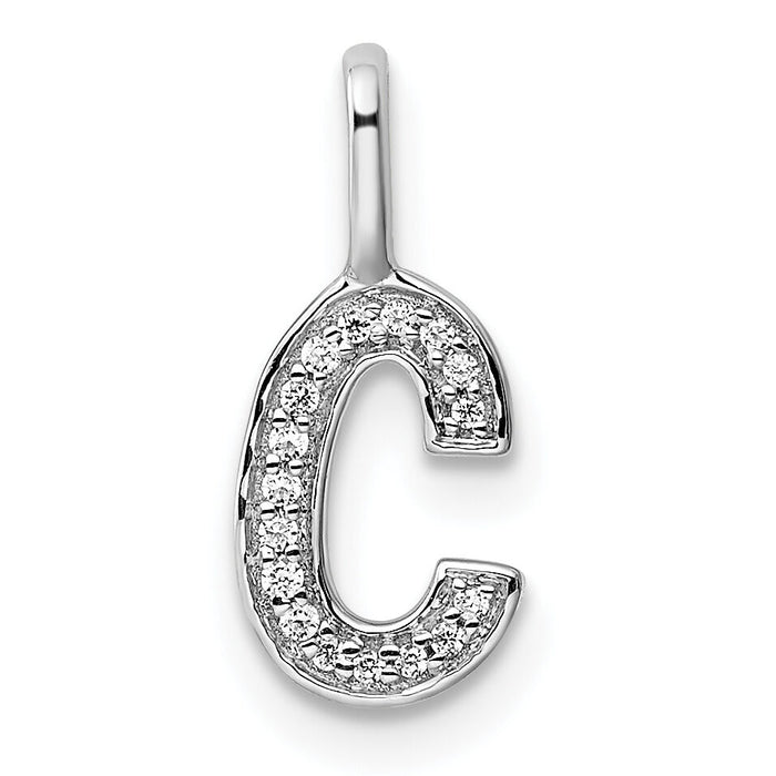 14K White Gold Diamond Letter C Initial Pendant-PM8367C-005-WA