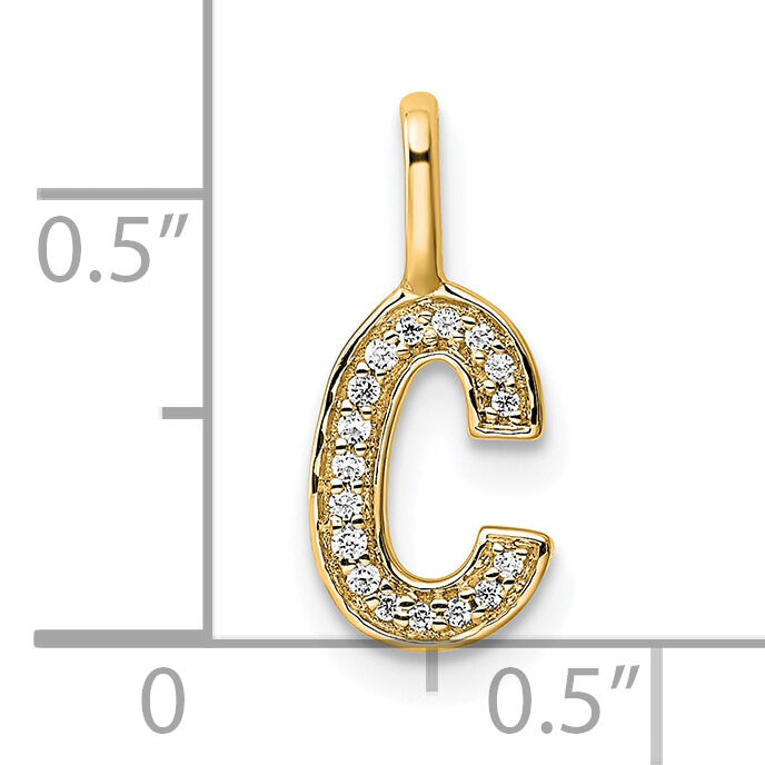 14K Yellow Gold Diamond Letter C Initial Pendant-PM8367C-005-YA