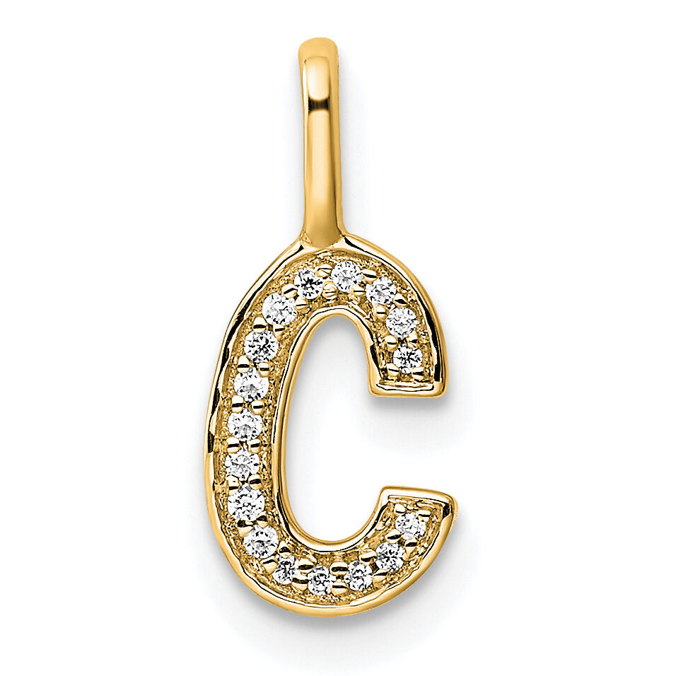 14K Yellow Gold Diamond Letter C Initial Pendant-PM8367C-005-YA