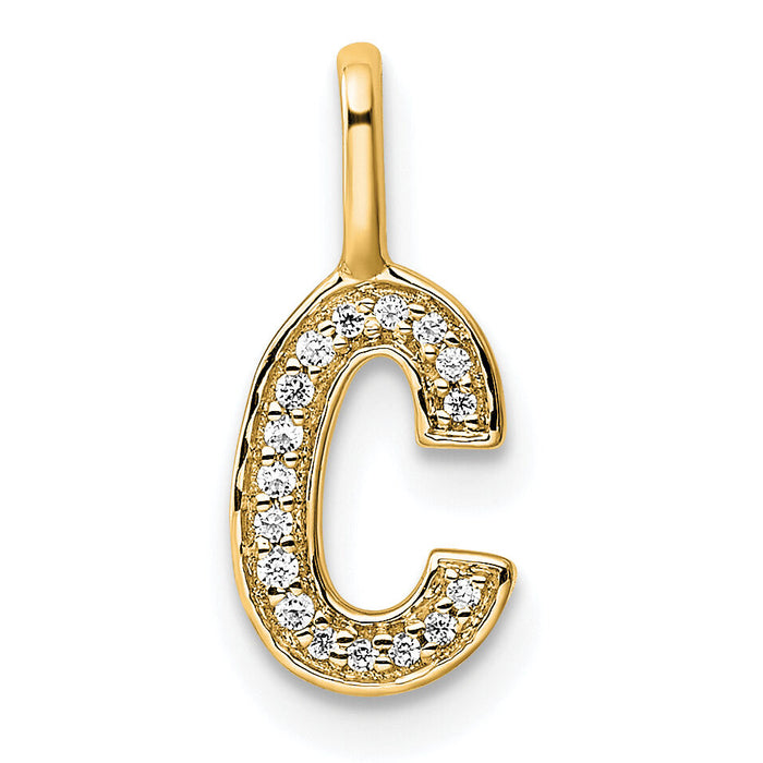 14K Yellow Gold Diamond Letter C Initial Pendant-PM8367C-005-YA