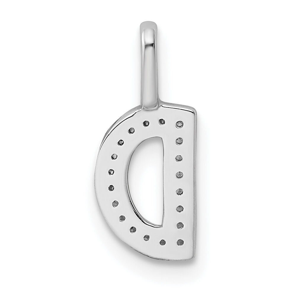 14K White Gold Diamond Letter D Initial Pendant-PM8367D-006-WA