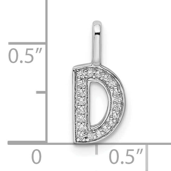 14K White Gold Diamond Letter D Initial Pendant-PM8367D-006-WA
