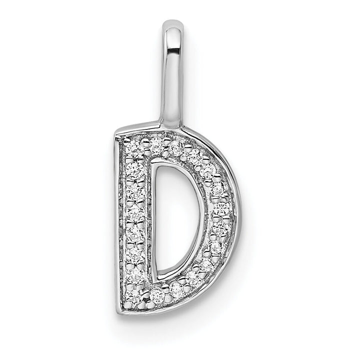14K White Gold Diamond Letter D Initial Pendant-PM8367D-006-WA