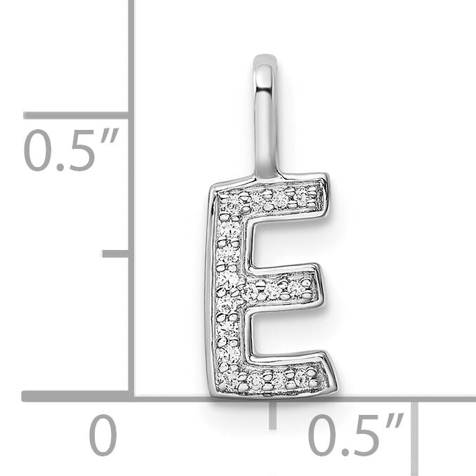 14K White Gold Diamond Letter E Initial Pendant-PM8367E-006-WA