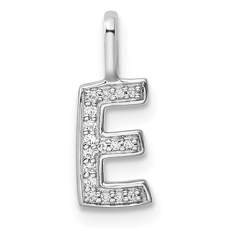 14K White Gold Diamond Letter E Initial Pendant-PM8367E-006-WA