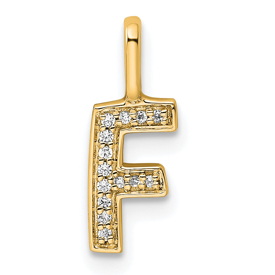14K  Gold Diamond Letter F Initial Pendant-PM8367F-005-YA