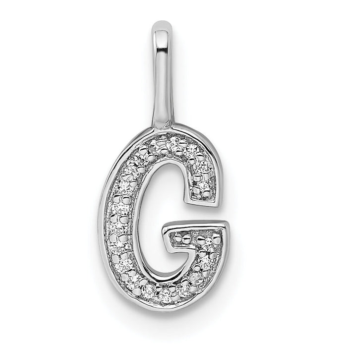 14K White Gold Diamond Letter G Initial Pendant-PM8367G-006-WA