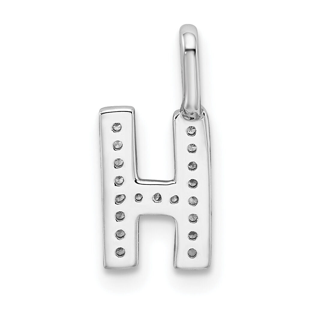 14K White Gold Diamond Letter H Initial Pendant-PM8367H-007-WA
