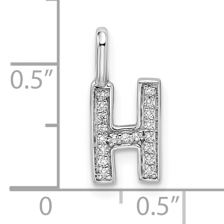 14K White Gold Diamond Letter H Initial Pendant-PM8367H-007-WA