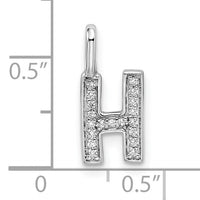 14K White Gold Diamond Letter H Initial Pendant-PM8367H-007-WA