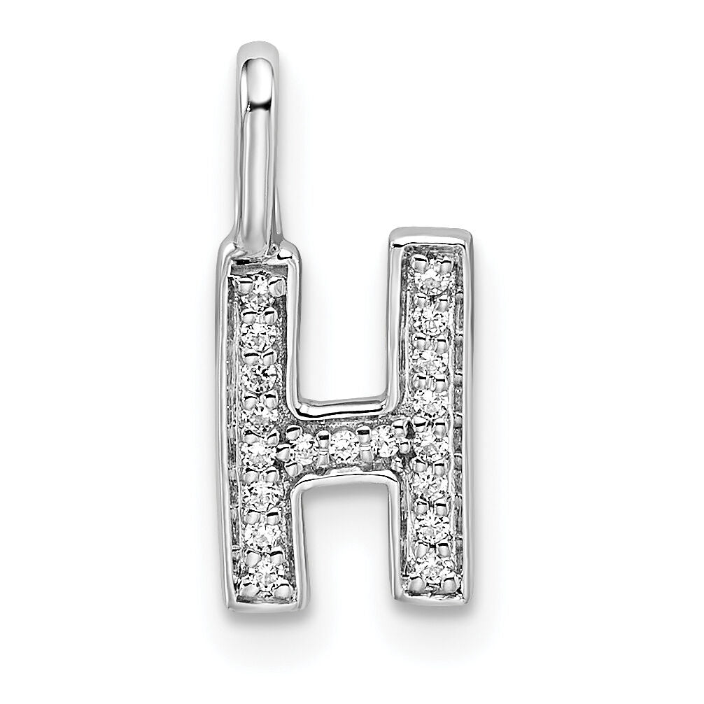 14K White Gold Diamond Letter H Initial Pendant-PM8367H-007-WA