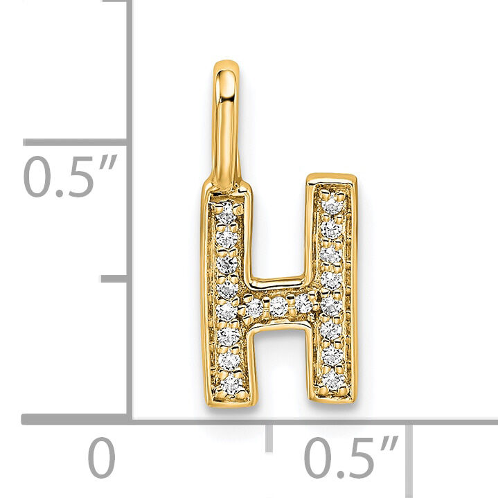 14K  Gold Diamond Letter H Initial Pendant-PM8367H-007-YA