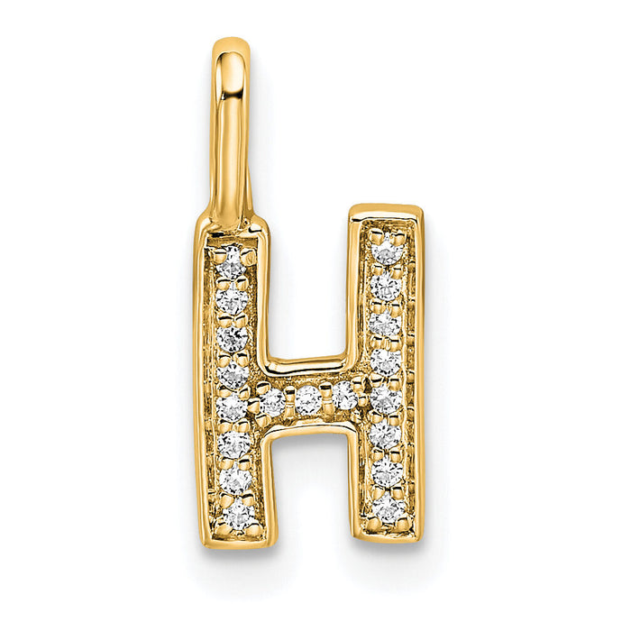 14K  Gold Diamond Letter H Initial Pendant-PM8367H-007-YA
