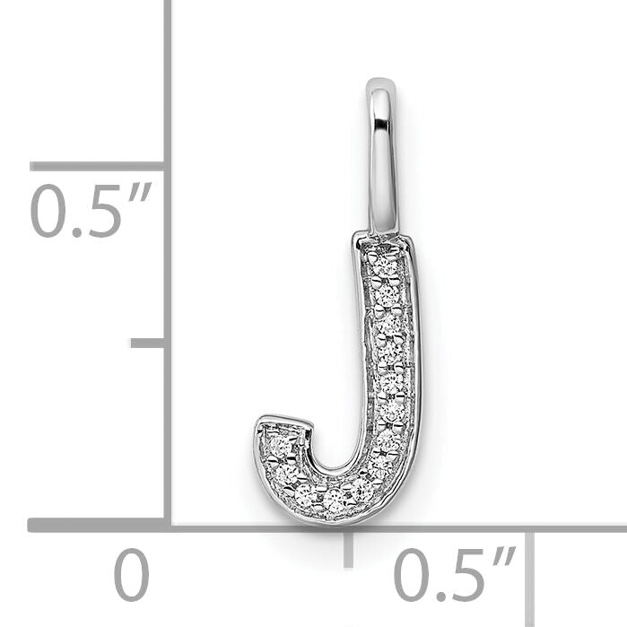 14K White Gold Diamond Letter J Initial Pendant-PM8367J-004-WA
