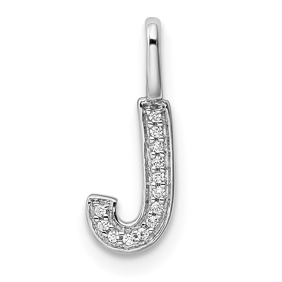 14K White Gold Diamond Letter J Initial Pendant-PM8367J-004-WA