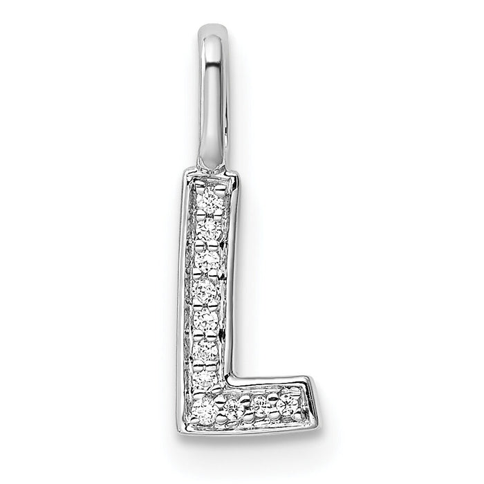 14K White Gold Diamond Letter L Initial Pendant-PM8367L-003-WA