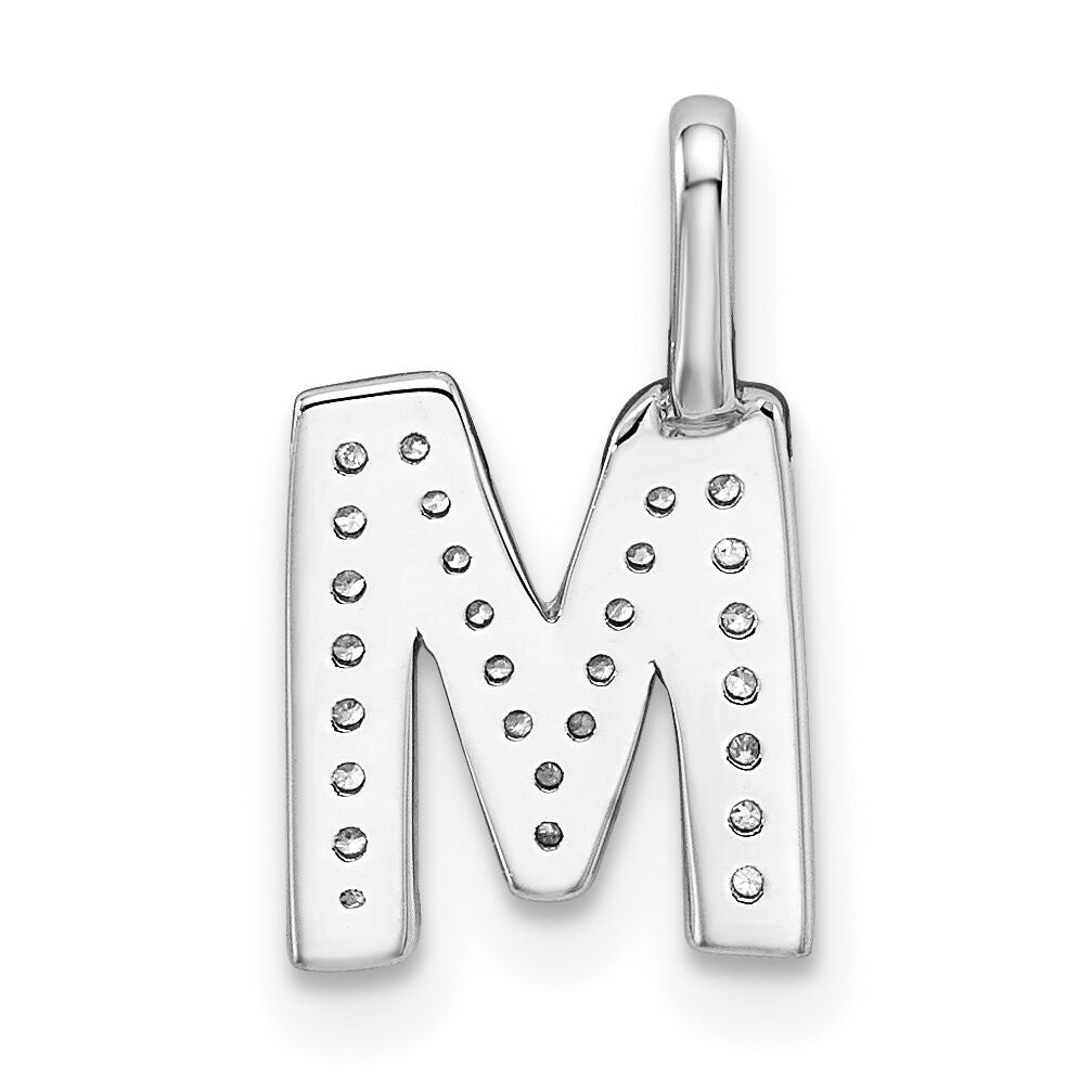 14K White Gold Diamond Letter M Initial Pendant-PM8367M-009-WA