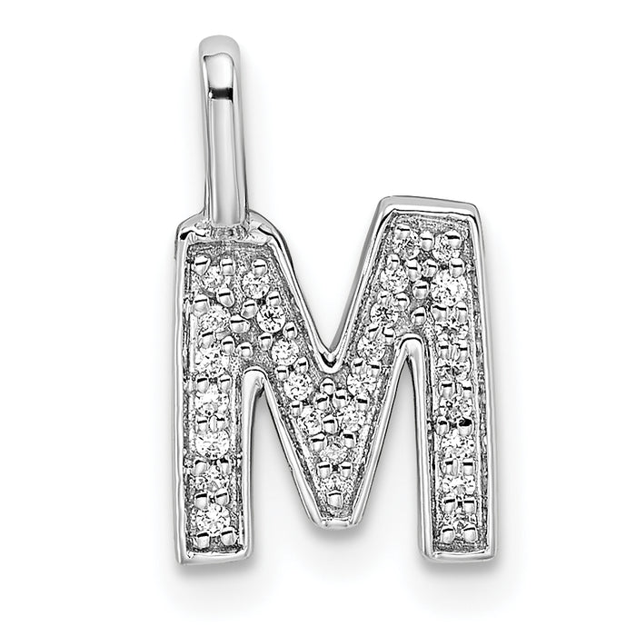 14K White Gold Diamond Letter M Initial Pendant-PM8367M-009-WA