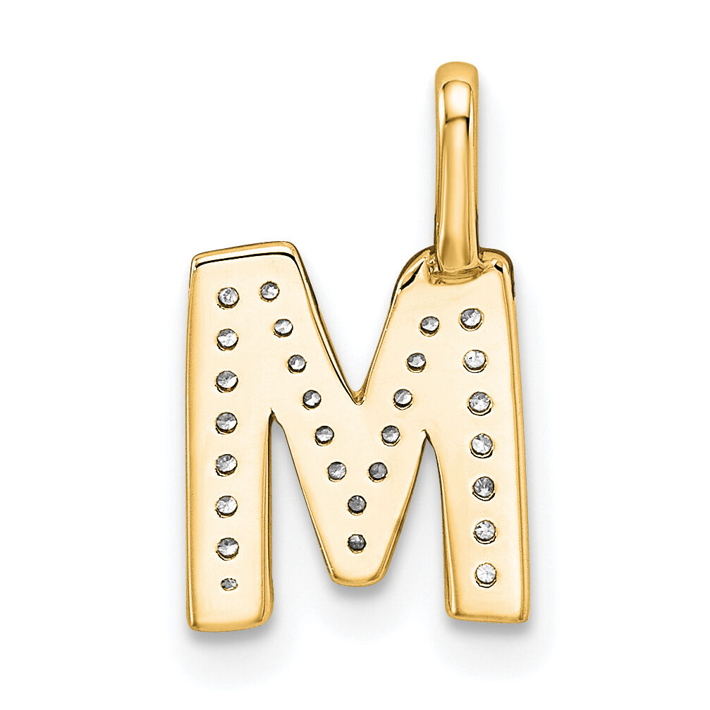14K Yellow Gold Diamond Letter M Initial Pendant-PM8367M-009-YA
