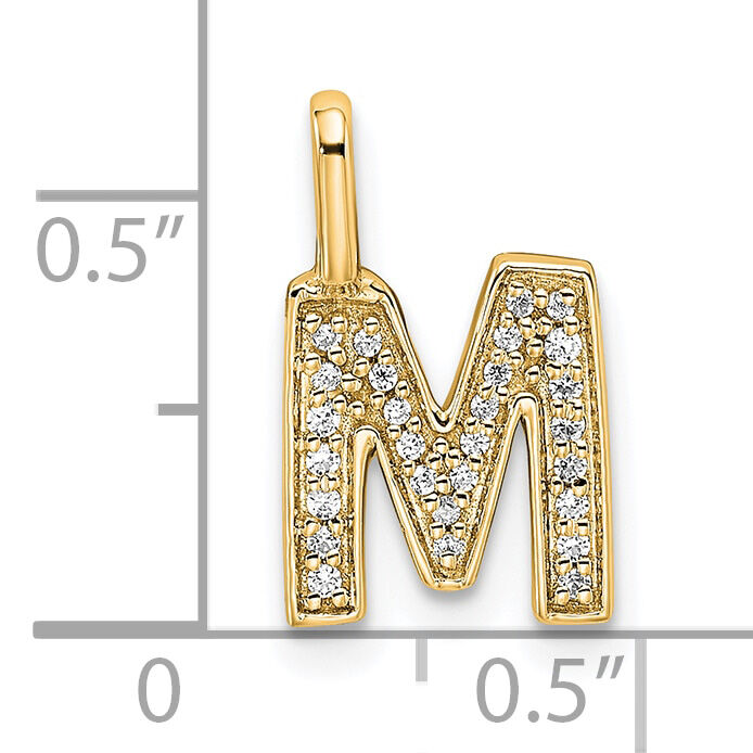 14K Yellow Gold Diamond Letter M Initial Pendant-PM8367M-009-YA
