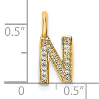 14K  Gold Diamond Letter N Initial Pendant-PM8367N-008-YA