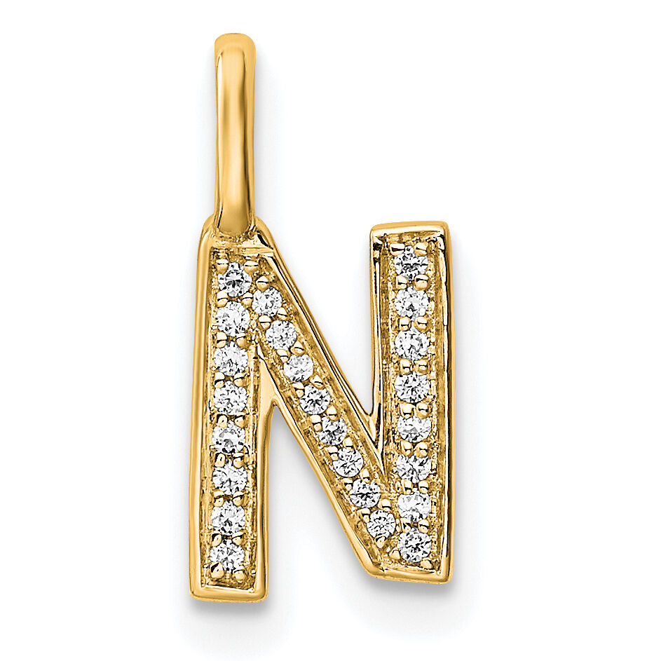 14K  Gold Diamond Letter N Initial Pendant-PM8367N-008-YA