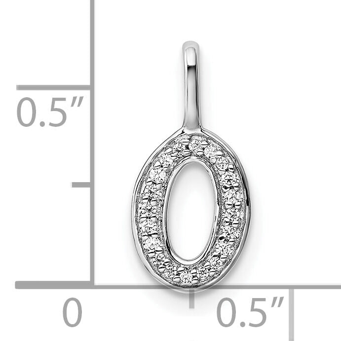 14K White Gold Diamond Letter O Initial Pendant-PM8367O-006-WA