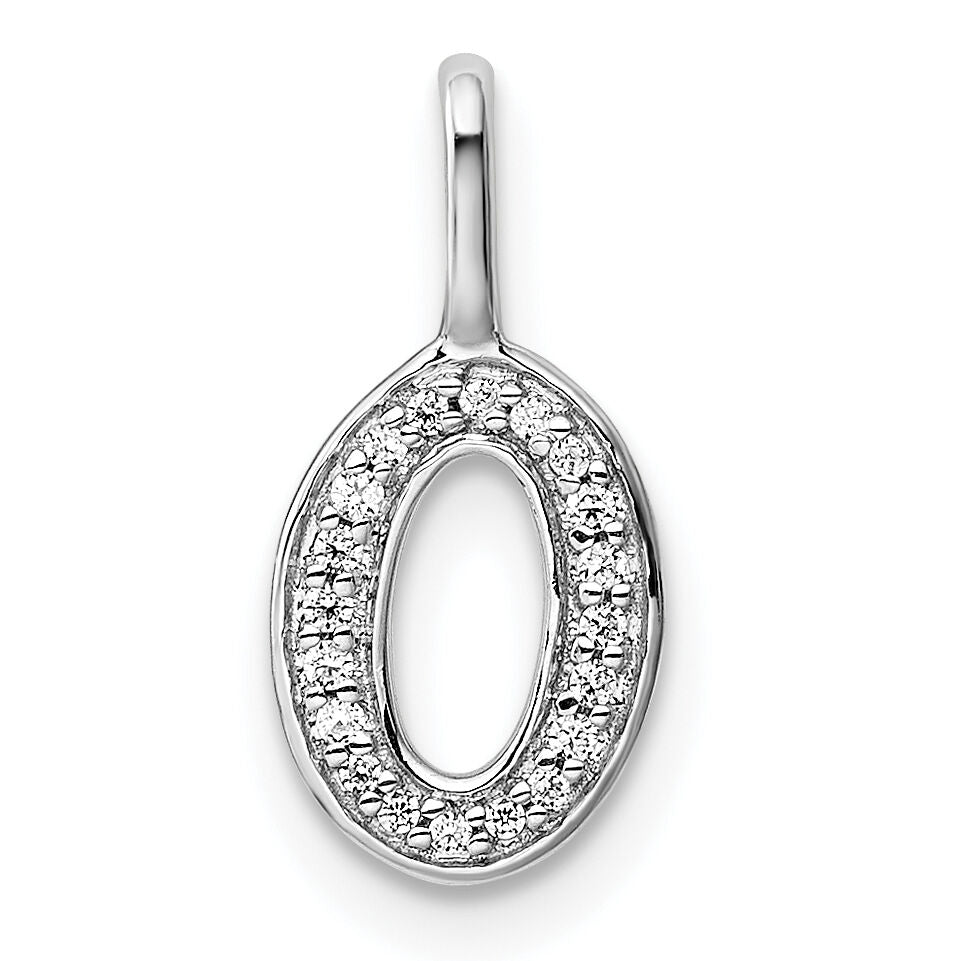 14K White Gold Diamond Letter O Initial Pendant-PM8367O-006-WA